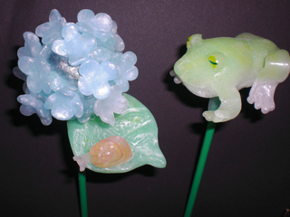 飴細工の紫陽花と蛙